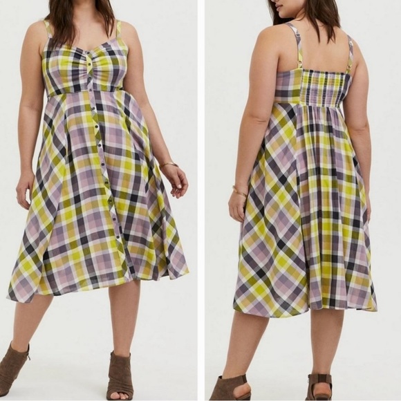 torrid Dresses & Skirts - Torrid Purple Plaid Challis Midi Dress